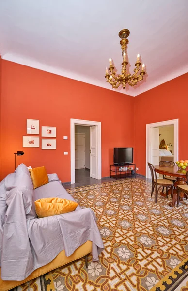 Italy Sicily Modica Ragusa Province December 2021 Apartment Living Room — Foto Stock