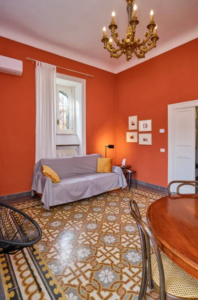 Italy Sicily Modica Ragusa Province December 2021 Apartment Living Room — Foto Stock