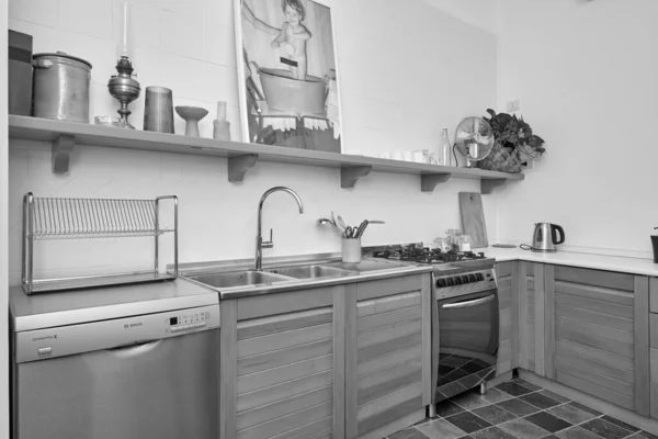 Italy Sicily Ragusa December 2021 Apartment Kitchen Editorial — Foto Stock