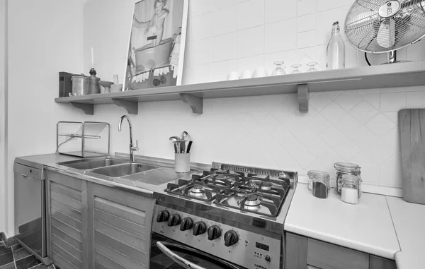 Italy Sicily Ragusa December 2021 Apartment Kitchen Editorial — Zdjęcie stockowe