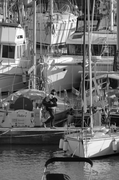 Talya Sicilya Akdeniz Marina Ragusa Ragusa Eyaleti Ocak 2022 Limandaki — Stok fotoğraf