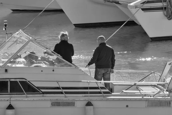 Italie Sicile Méditerranée Marina Ragusa Province Raguse Janvier 2022 Hommes — Photo