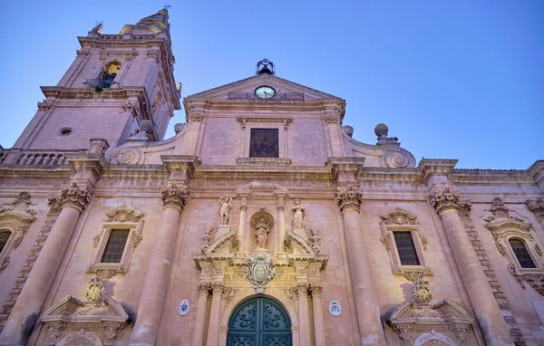 Italy Sicily Ragusa View Baroque John Cathedral Facade 1751 Sunset — Stock Photo, Image