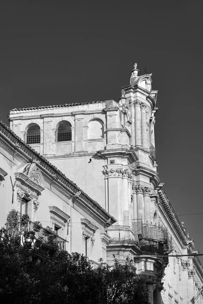 Italy Sicily Scicli Ragusa Province Buildings John Baroque Church Facade — Stock Photo, Image