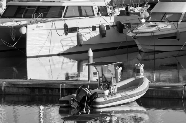 Italien Sizilien Mittelmeer Marina Ragusa Provinz Ragusa Februar 2022 Motorboote — Stockfoto