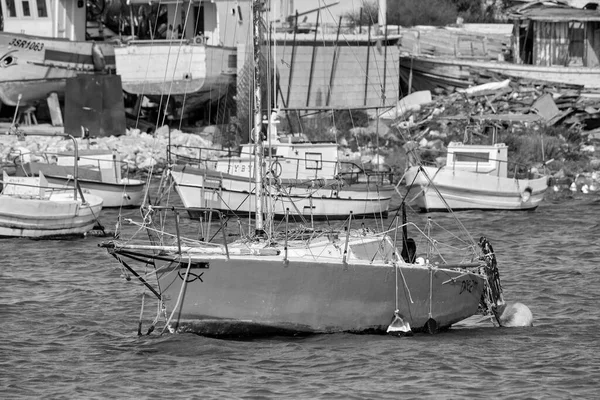 Italy Sicily Portopalo Capo Passero Local Wooden Fishing Boats Luxury — Stock Photo, Image