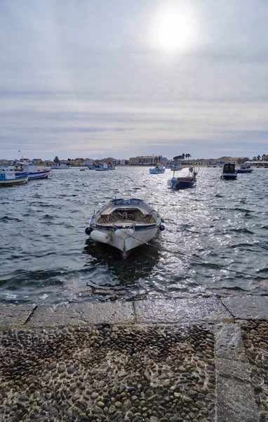 Italia Sicilia Marzamemi Provincia Siracusa Pescherecci Nel Porto — Foto Stock