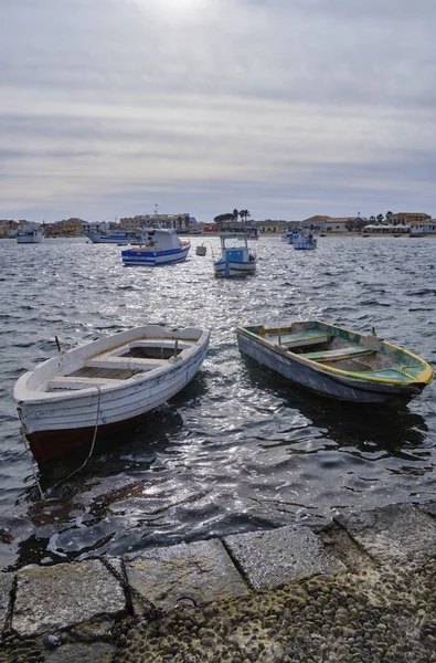 Itálie Sicílie Marzamemi Provincie Siracusa Rybářské Lodě Přístavu — Stock fotografie