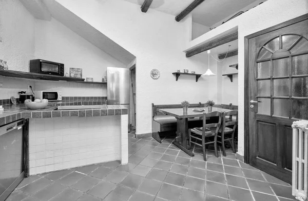 意大利 西西里 拉古萨省 2021年12月14日 典雅的私人农舍 厨房景观 Editorial — 图库照片
