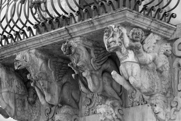 Italia Sicilia Scicli Ragusa Facciata Del Palazzo Fava Barocco Unesco — Foto Stock