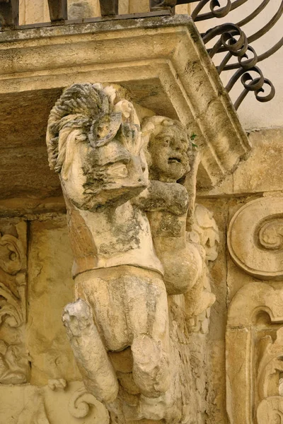 Itália Sicília Scicli Província Ragusa Unesco Barroco Fava Palace Fachada — Fotografia de Stock