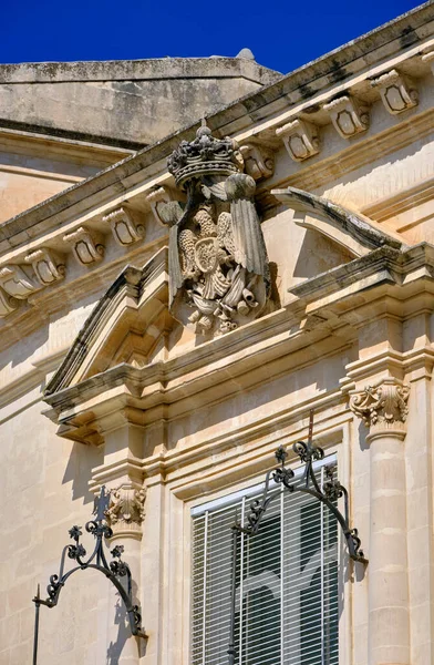 Italia Sicilia Scicli Provincia Ragusa Escultura Ornamental Fachada Barroca Del —  Fotos de Stock