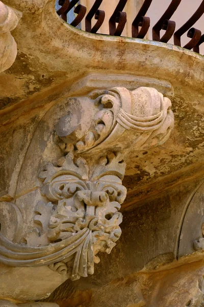 Italy Sicily Scicli Ragusa Province Baroque Beneventano Palace Facade Ornamental — Stock Photo, Image