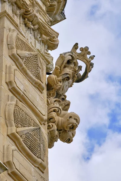 Italy Sicily Scicli Ragusa Province Statues Baroque Beneventano Palace Facade — Stock Photo, Image