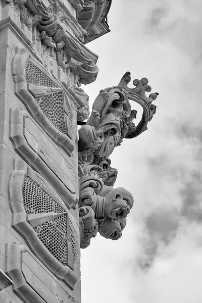 Italy Sicily Scicli Ragusa Province Statues Baroque Beneventano Palace Facade — Stock Photo, Image