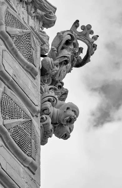 Italie Sicile Scicli Province Raguse Statues Sur Façade Baroque Palais — Photo