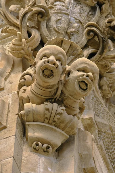 Ιταλία Σικελία Scicli Επαρχία Ragusa Αγάλματα Στην Πρόσοψη Baroque Beneventano — Φωτογραφία Αρχείου