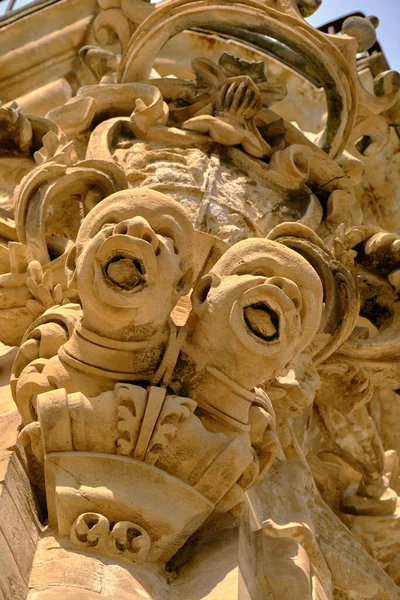 Itália Sicília Scicli Província Ragusa Estátuas Fachada Barroca Palácio Beneventano — Fotografia de Stock