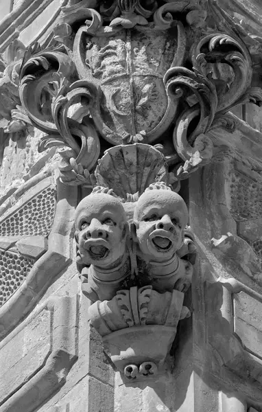 Italy Sicily Scicli Ragusa Province Statues Baroque Beneventano Palace Facade — Stock Photo, Image