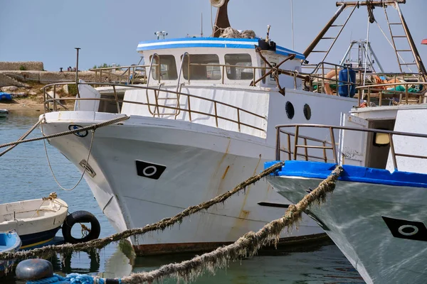 Italia Sicilia Mar Mediterraneo Scoglitti Provincia Ragusa Pescherecci Locali Legno — Foto Stock