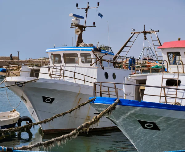 Itália Sicília Mar Mediterrâneo Scoglitti Província Ragusa Barcos Pesca Madeira — Fotografia de Stock