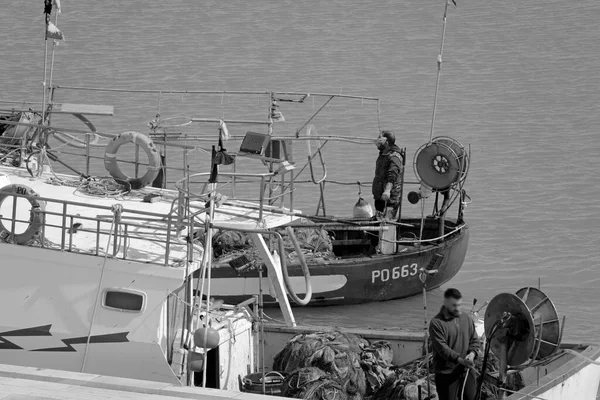 Italy Sicily Mediterranean Sea Marina Ragusa Ragusa Province Fishermen Wooden — Stock Photo, Image
