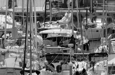 Italy, Sicily, Mediterranean sea, Marina di Ragusa (Ragusa Province); 21 July 2022, luxury yachts in the port - EDITORIAL