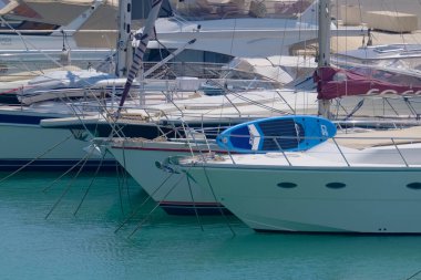 Italy, Sicily, Mediterranean sea, Marina di Ragusa (Ragusa Province); 5 August 2022, luxury yachts in the port - EDITORIAL
