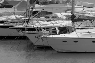 Italy, Sicily, Mediterranean sea, Marina di Ragusa (Ragusa Province); 5 August 2022, luxury yachts in the port - EDITORIAL