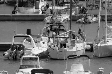 Italy, Sicily, Mediterranean sea, Marina di Ragusa (Ragusa Province); 20 August 2022, motor boats and luxury yachts in the port - EDITORIAL