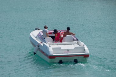 Italy, Sicily, Mediterranean Sea, Marina di Ragusa (Ragusa Province); 22 August 2022, people on a luxury yacht in the port - EDITORIAL