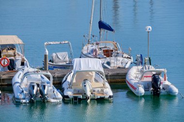 Italy, Sicily, Mediterranean sea, Marina di Ragusa (Ragusa Province); 26 August 2022, motor boats and luxury yachts in the port - EDITORIAL