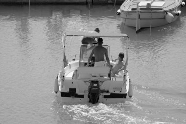 Italy, Sicily, Mediterranean sea, Marina di Ragusa (Ragusa Province); 30 August 2022, motor boats and luxury yachts in the port - EDITORIAL