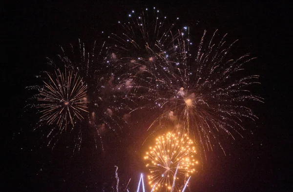 Italy Sicily Marina Ragusa Fireworks Night — Stock Photo, Image