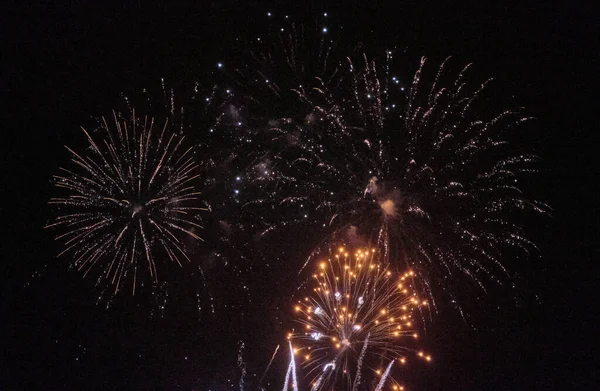 Itália Sicília Marina Ragusa Fogos Artifício Noite — Fotografia de Stock