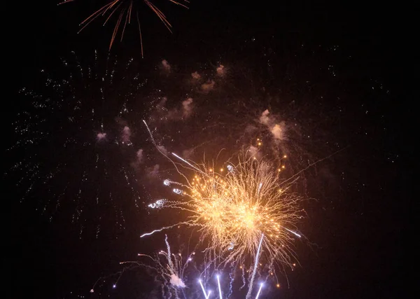 Itália Sicília Marina Ragusa Fogos Artifício Noite — Fotografia de Stock