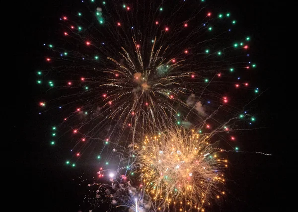 Itália Sicília Marina Ragusa Fogos Artifício Noite — Fotografia de Stock