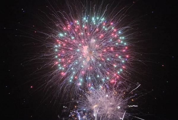 Italia Sicilia Marina Ragusa Fuochi Artificio Notturni — Foto Stock