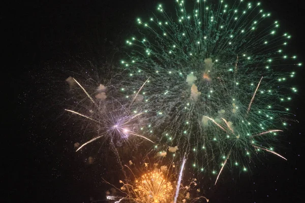 Itália Sicília Marina Ragusa Fogos Artifício Noite — Fotografia de Stock