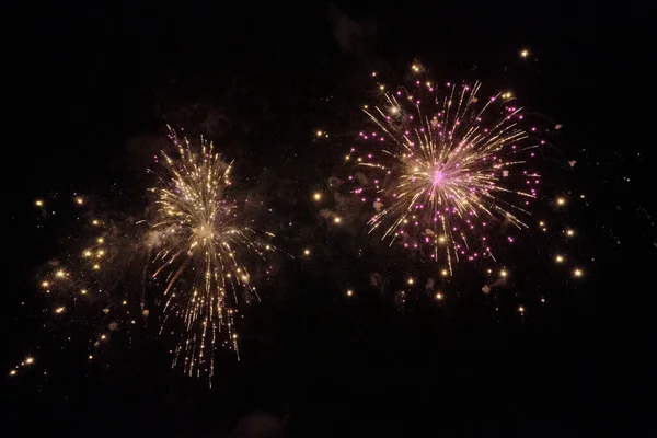 Itália Sicília Marina Ragusa Fogos Artifício Noite — Fotografia de Stock