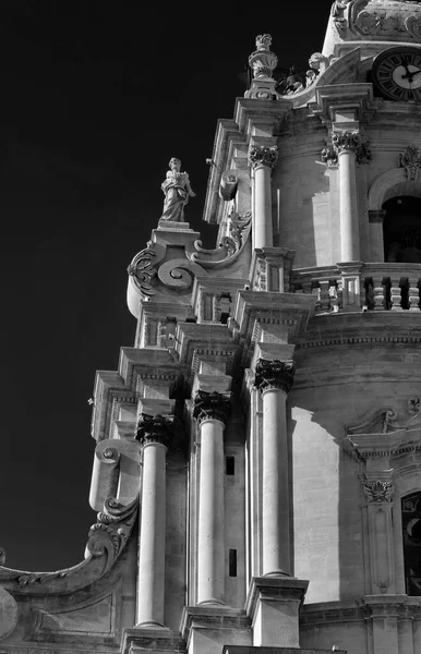 Itália Sicília Ragusa Ibla Catedral São Jorge Ornamentos Pedra Barroco — Fotografia de Stock