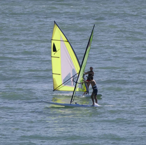 Italy Sicily Mediterranean Sea Marina Ragusa Ragusa Province Windsurfers Sea — Stock Photo, Image