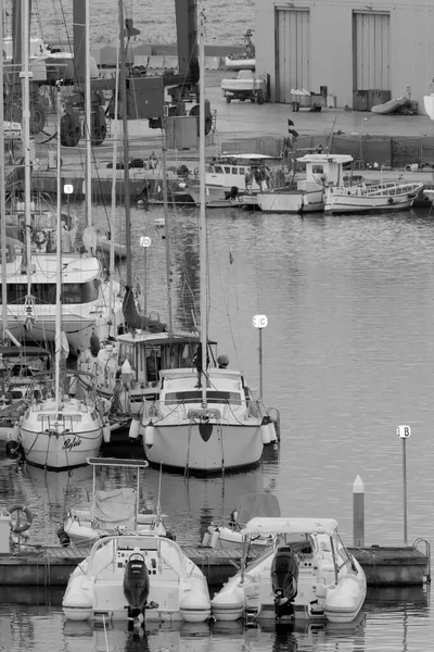 Italy Sicily Mediterranean Sea Marina Ragusa October 2022 Motor Boats — Stock Photo, Image