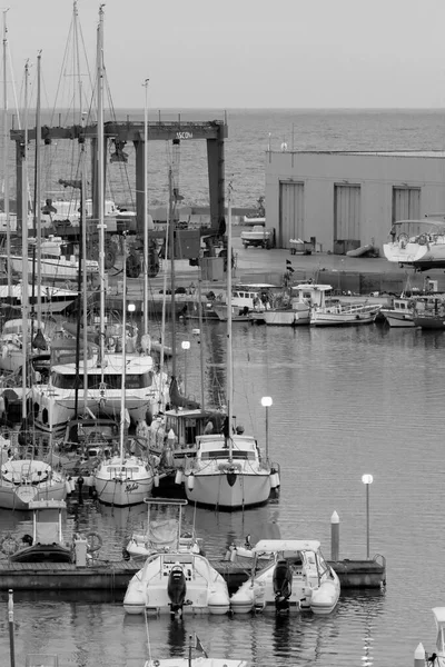 Italy Sicily Mediterranean Sea Marina Ragusa October 2022 Motor Boats — Stock Photo, Image