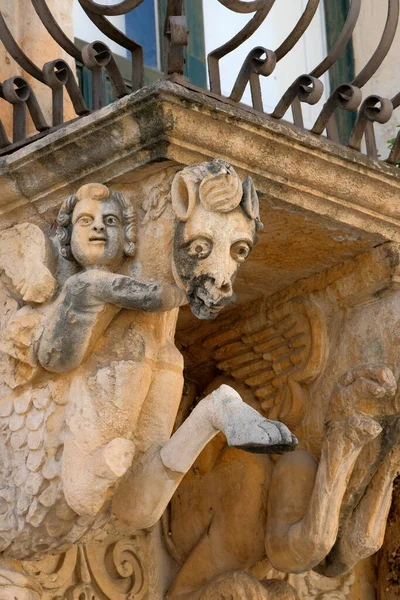 Włochy Sycylia Scicli Prowincja Ragusa Fasada Pałacu Unesco Baroque Fava — Zdjęcie stockowe