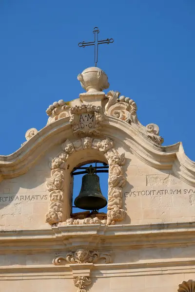 Italy Sicily Scicli Ragusa Province Bartolomeo Church Baroque Facade Bell — Stock Photo, Image