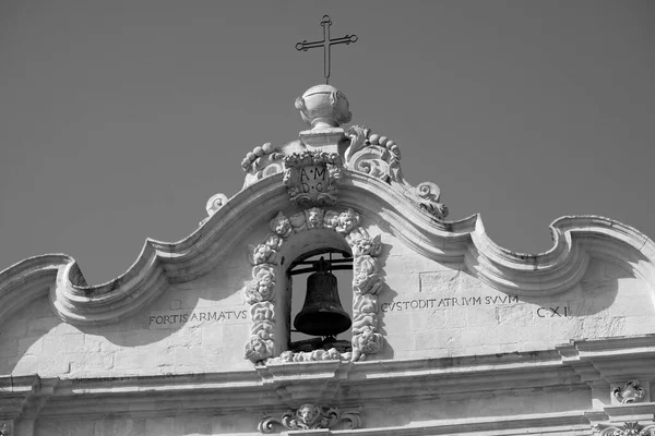Italy Sicily Scicli Ragusa Province Bartolomeo Church Baroque Facade Bell — стоковое фото
