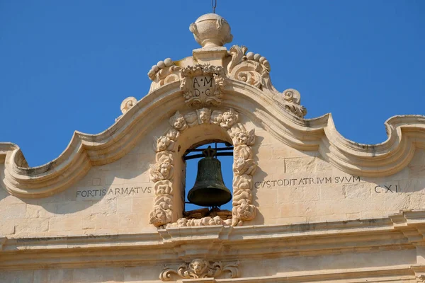 Italië Sicilië Scicli Provincie Ragusa Bartolomeo Kerk Barokke Gevel Klokkentoren — Stockfoto
