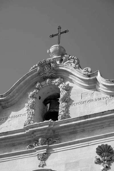 Italy Sicily Scicli Ragusa Province Bartolomeo Church Baroque Facade Bell — Stock Photo, Image