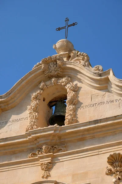 Italy Sicily Scicli Ragusa Province Bartolomeo Church Baroque Facade Bell — Stock Photo, Image